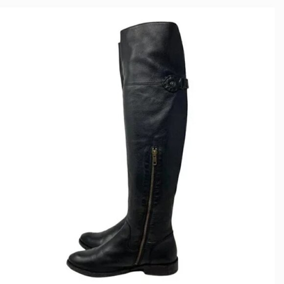 Frye Shirley Over-The-Knee Black Leather Riding Boots - Size 6.5 - Picture 8 of 14
